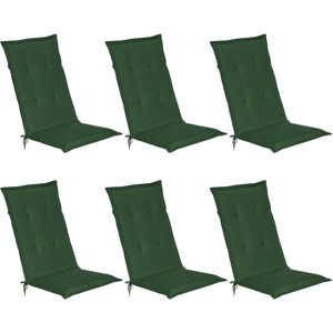 Beautissu - Set de 6 Matelas Coussin pour Chaise Fauteuil de Jardin terrasse Loft hl 120x50x6 cm Vert foncé - Publicité