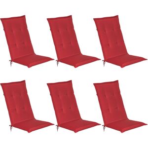 Beautissu - Set de 6 Matelas Coussin pour Chaise Fauteuil de Jardin terrasse Loft hl 120x50x6 cm Rouge - Publicité