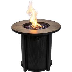 Braséro de jardin à gaz chauffage extérieur acier housse de protection verres de feu noir marron Teamson Home HF30900BA-EU - Marron - Publicité