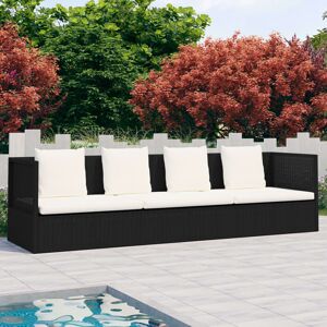 Vidaxl - Lit de jardin avec coussin et oreillers Résine tressée Noir - Publicité