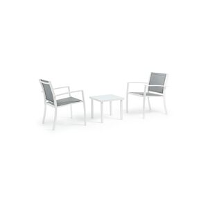 Bizzotto - Salon extérieur Auri 2 fauteuils + table basse blanc - Publicité