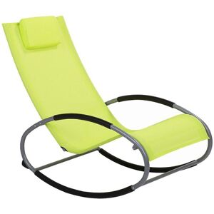 Chaise de Jardin Transat à Bascule en Textile Vert Jaune et Acier Argenté Matières Résistantes et Durables et Design Moderne Très Confortable Beliani - Publicité