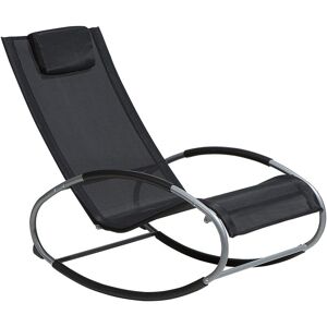 Chaise de Jardin Transat à Bascule en Textile Noir et Acier Argenté Matières Résistantes et Durables et Design Moderne Très Confortable Beliani - Publicité