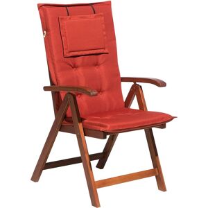 BELIANI Chaise de jardin pliante en bois avec coussin rouge toscana - Publicité