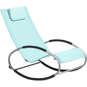 Chaise de Jardin Transat à Bascule en Textile Bleu Clair et Acier Argenté Matières Résistantes et Durables et Design Moderne Très Confortable Beliani - Publicité