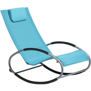 Chaise de Jardin Transat à Bascule en Textile Bleu Clair et Acier Argenté Matières Résistantes et Durables et Design Moderne Très Confortable Beliani - Publicité