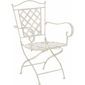 DÉCOSHOP26 Chaise de jardin en fer forgé crème vieilli avec accoudoir - Publicité