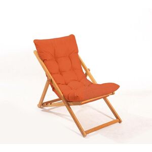 COTECOSY Chaise de jardin Purrault Bois massif clair et Tissu Orange - Orange - Publicité