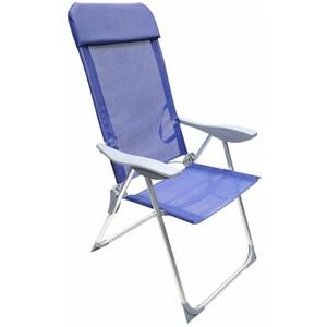 - Chaise de Plage Aluminium 5 Positions Bleu