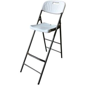 INTEROUGE Chaise haute tabouret pliant haut polyéthylène Blanc - Lot de 2 - Publicité