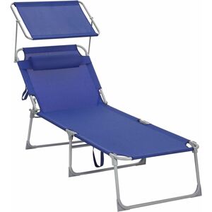 Songmics - Chaise Longue, Bain de Soleil, Transat de Relaxation, Chaise de jardin pliable - Bleu foncé GCB22BUV2 - Publicité