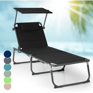 Feldt Bain de Soleil, Transat Jardin Exterieur, Chaise Longue de Jardin en Polyester, Imperméable, Chaise Longue Pliante avec Pare Soleil, Dossier