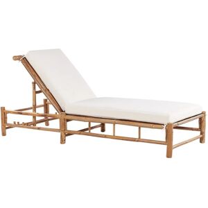 BELIANI Chaise Longue en Bambou Naturel Bois Clair et Blanc Cassé Dossier Réglable Ligure - Publicité