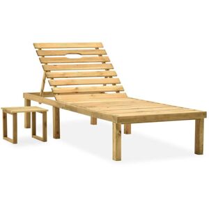 VIDAXL Chaise longue de jardin avec table Bois de pin imprégné - Publicité