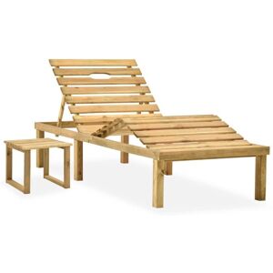 Vidaxl - Chaise longue de jardin avec table Bois de pin imprégné - Publicité