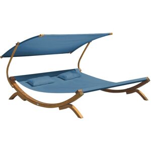 Chaise longue de jardin AXI Mallorca en bois pour 2 personnes Lit de Jardin xxl avec toit solaire pour l'extérieur Bain de soleil double en bleu - Publicité