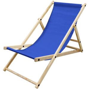 Ecd Germany - Chaise Longue Pliante en Bois de Pin, Bleu Foncé 120kg, Dossier Réglable à 3 Positions de Couchage, Bain de Soleil Intérieur/Extérieur, Fauteuil Relax de Plage Jardin Balcon Terrasse Patio - Publicité