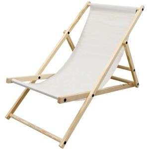 Ecd Germany - Chaise Longue en Bois de Pin Beige Pliable 120 kg Réglable à 3 Positions de Couchage Bain de Soleil pour Intérieur et Extérieur - Publicité