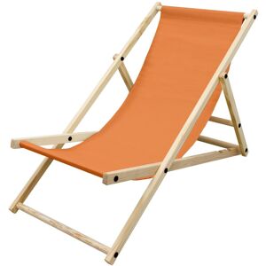 Chaise Longue Bain de Soleil de Jardin - Fauteuil de Plage Pliant - Fauteuil de Relaxation - Orange - Réglable - Chaise Longue en Bois - Résistant aux Intempéries - 120 kg - Patio Terrasse - Ecd Germany - Publicité