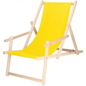 SPRINGOS Chaise longue en bois avec accoudoirs jaunes - giallo - Publicité