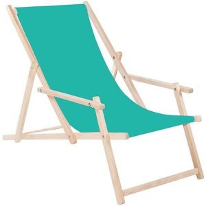 SPRINGOS Chaise longue en bois avec accoudoirs pour jardin, plage, bord de mer - turchese - Publicité