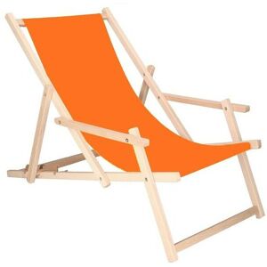 SPRINGOS Chaise longue en bois avec accoudoirs pour le jardin, la plage, orange. - arancione - Publicité