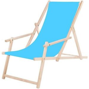 SPRINGOS Chaise longue en bois avec accoudoirs pour le jardin ou la plage, de couleur bleue. - blu - Publicité