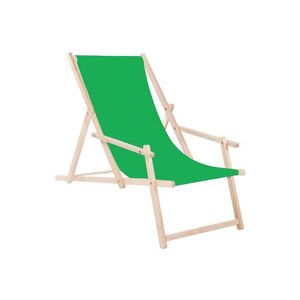 SPRINGOS Chaise longue en bois avec accoudoirs pour le jardin ou la plage, de couleur verte. - verde - Publicité