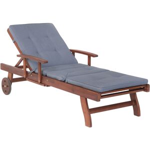 BELIANI Chaise Longue en Bois d'Acacia avec Coussin Bleu Dossier Réglable 5 Positions Toscana - Publicité