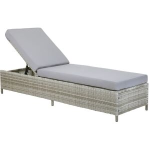 Chaise Longue de Jardin ou Terrasse en Rotin Gris avec Coussin Confortable Inclus Dossier Réglable et Design Moderne Intemporel et Élégant Beliani - Publicité