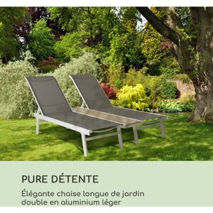 - feldt chaise longue, transat avec dossiers réglables, chaise longue de jardin avec cadre en aluminium, lounger avec housses imperméables, pour