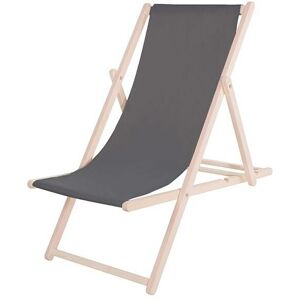 SPRINGOS Chaise longue pliante en bois avec revêtement graphite. - grafite - Publicité