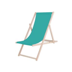 SPRINGOS Chaise longue pliante en bois avec un matériau marin - turchese - Publicité