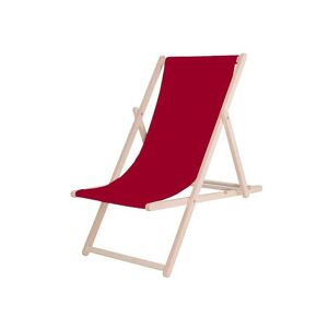 SPRINGOS Chaise longue pliante en bois avec un tissu bordeaux. - marrone - Publicité
