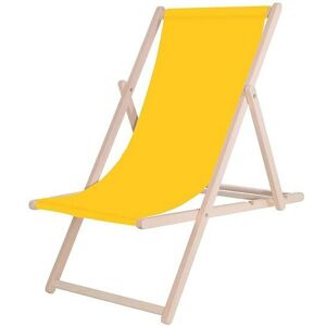 SPRINGOS Chaise longue pliante, en bois avec un tissu jaune. - giallo - Publicité