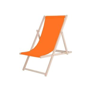 SPRINGOS Chaise longue pliante en bois avec un tissu orange. - arancione - Publicité