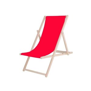 SPRINGOS Chaise longue pliante en bois avec un tissu rouge - rosso - Publicité