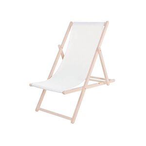 SPRINGOS Chaise longue pliante en bois avec une toile blanche. - bianco - Publicité