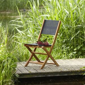 Bois Dessus Bois Dessous - Chaise de jardin en acacia massif fsc et textilène noir pliante - Marron - Publicité