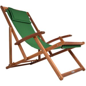 Casaria - Chaise longue pliante en bois Chaise de plage 3 positions Chilienne transat jardin exterieur Vert - Publicité