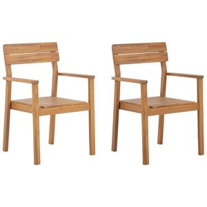 BELIANI Chaises de Jardin en Bois d'Acacia avec Accoudoirs Style Rustique Lot de 2 Fornelli - Publicité