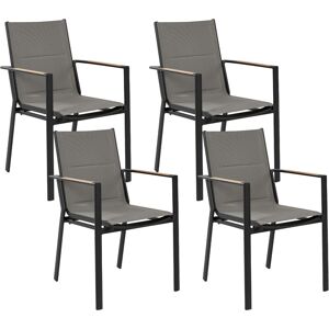 BELIANI Lot de 4 Chaises de Jardin Noires en Aluminium et Coussin Meubles Extérieur Busseto - Publicité