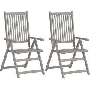 Vidaxl - Chaises inclinables de jardin 2 pcs Gris Bois solide d'acacia - Publicité