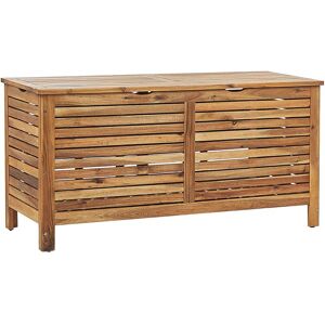 BELIANI Boîte de Rangement de Jardin en Bois Clair Acacia Extérieur 130 x 64 cm Riviera - Publicité