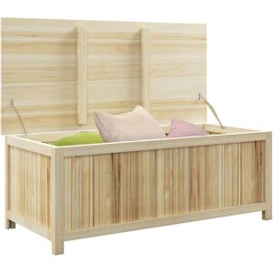 Outsunny Coffre de rangement extérieur 172L avec vérins - dim. 120L x 55l x 45H cm - bois de sapin - Beige - Publicité