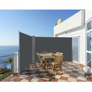 Auvent Latéral Rétractable Double 160x600CM en Aluminium et Tissu Polyester Résistant aux uv pour Terrasse,Balcon Gris Foncé - Costway - Publicité