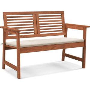 Costway - Banc de Jardin en Bois Massif, Banc d'Extérieur 2 Places avec Coussin Amovible, Banquette de Jardin à Lattes, pour Balcon, Cour, Patio, - Publicité