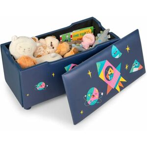 COSTWAY Coffre à Jouets avec Couvercle Amovible,Banc de Rangement Jouet avec Siège Rembourré, 75 x 36 x 38 cm,Salon,Chambre d'enfant,Jardin d'enfants (Bleu, - Publicité