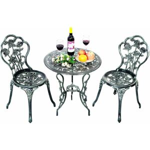 Ensemble Table et 2 Chaises pour Jardin en Fonte Aluminium Forme de Rose Style Antique - Costway - Publicité