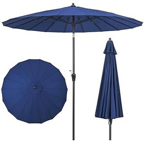 Costway - Parasol de Jardin Rond ø 265CM, Parasol avec 18 Baleines en Fibre de Verre avec Manivelle et Mécanisme d'Inclinaison, Parasol de Terrasse avec Toile Résistante et Poteau en Aluminium(Bleu) - Publicité